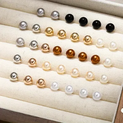 18 Pairs Colorful Pearl Stud Earrings Set